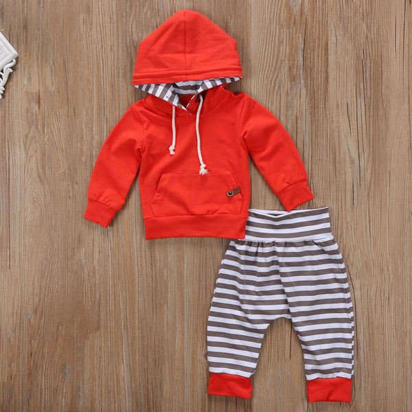

newborn infant baby boy clothes hooded +pants outfits set, White