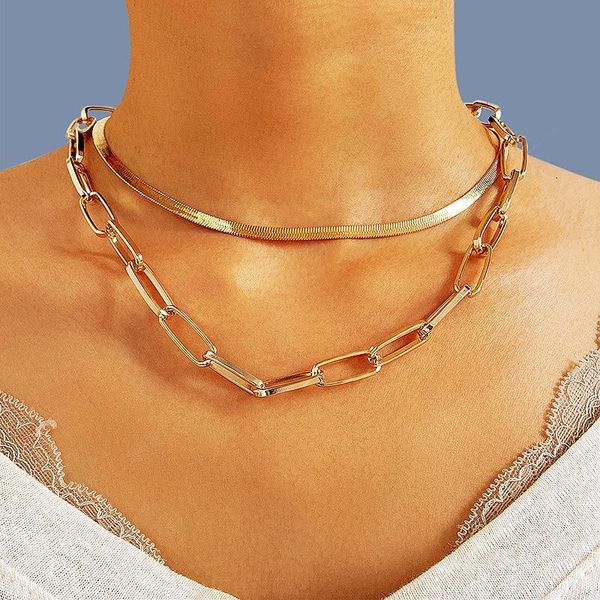 

chains double snake chain necklace fashion simplicity small design clavicle all-match sweater accessories jewelry gift, Silver