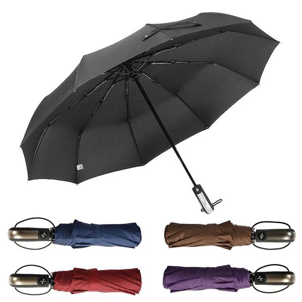 

dropship automatic three-folding umbrella sun rain women male auto luxury windproof travel umbrellas for men black