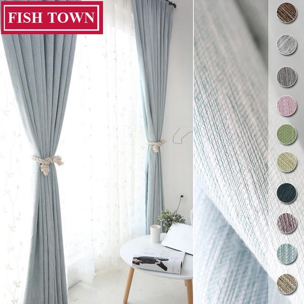

curtain & drapes fish town 30% cotton solid color blackout window treatment noise blocking curtains blinds for bedroom living room