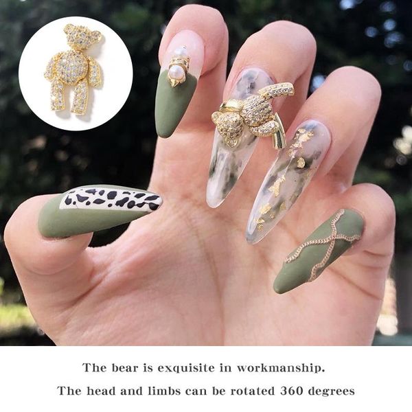 

nail art decorations bear glitter luxurious lovely gold silver alloy crystal jewelry diamond accessories diy manicure decoration, Silver;gold