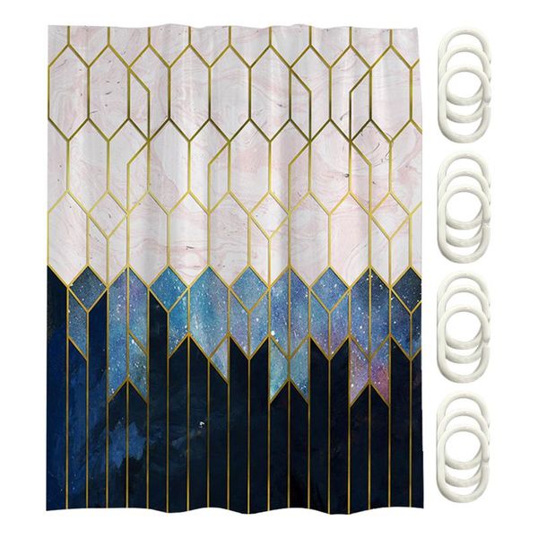 

low transparency with c rings geometric grid bath decor privacy protection shower curtain ombre drape polyester machine washable curtains