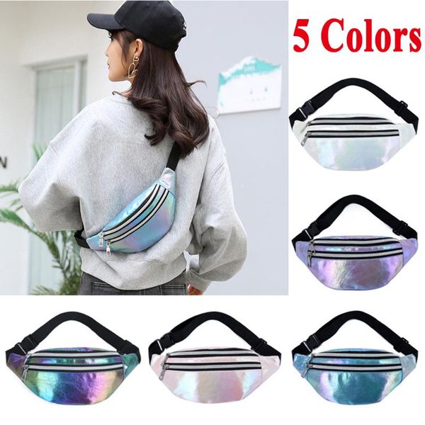 

holographic waist pack hip bum banana bag laser hologram waistbags travel pouch money phone holder women belt bags