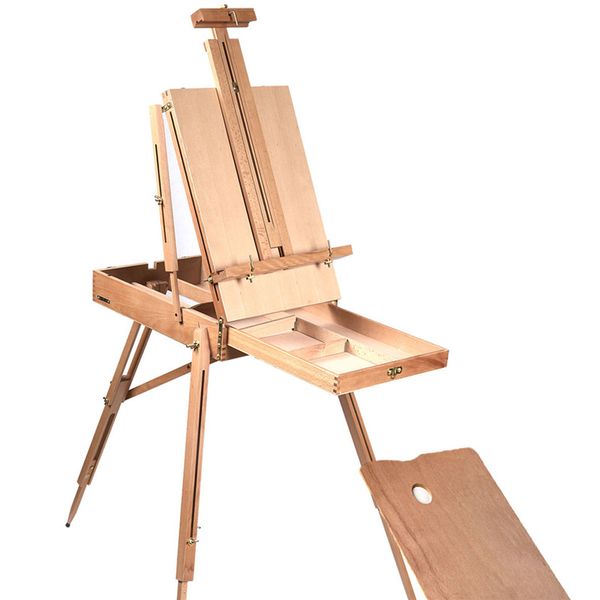 

Wooden Easel Portable Folding French Table Easel for Drawing Oil Paints Sketch Box Tripod Painting Easel for Artist Art Supplies, Wood color easel