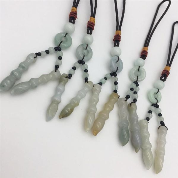 

keychains wholesale natural jadestone brush shape key chain 2pcs good luck, Silver