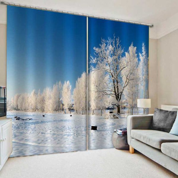 

morden white snow curtains 3d set for bed room living office el curtain & drapes