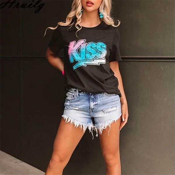 

summer woman shirts letter print short sleeve o neck loose female t shirt casual streetwear ladies mulher camisetas 210513, White
