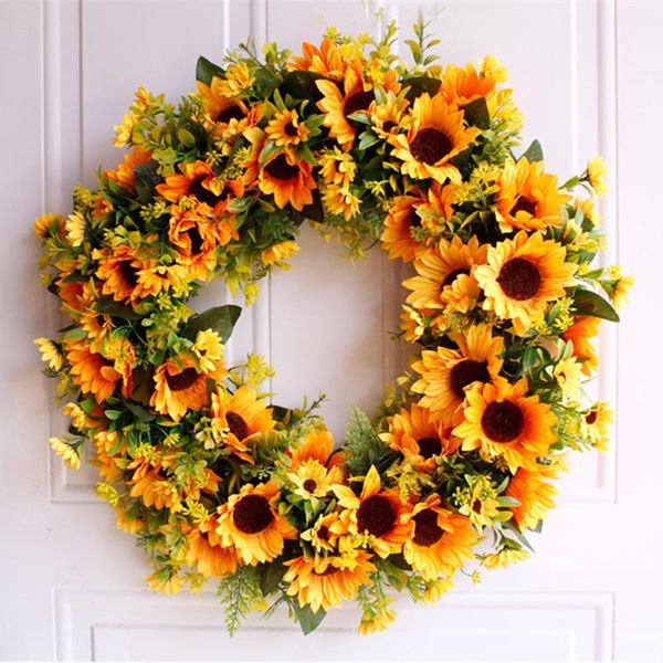 

decorative flowers & wreaths sunflower wreath lintel artificial flower plant summer decoration garland restaurant wedding home decor door wi