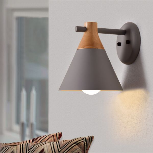 

wall lamps wood bedroom lamp indoor colorful modern led light for living room simple aisle bedside decoration lighting emxe