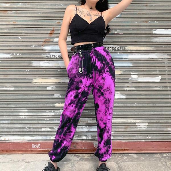 

women's pants & capris junerain neon tie dye joggers high waist long baggy women sweatpants loose trousers autumn streetwear clothes bo, Black;white