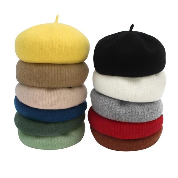 

berets 2021 fashion women hats solid color beret female vintage girls bonnet caps all matched elegant lady winter cap, Blue;gray