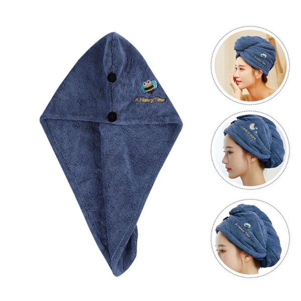 

1pc hair drying towel household absorbent bathing towels (navy) shower caps