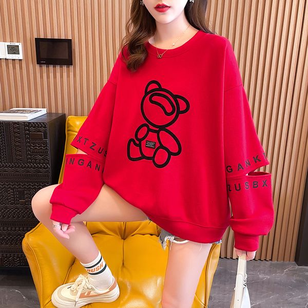 

sweater female student loose large wear 2021 autumn korean version cartoon printed women's coat trend, Black