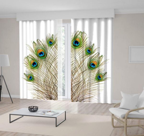 

curtain & drapes peacock feathers on white exotic colorful nature fashion inspration artwork green blue orange