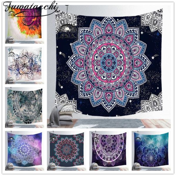 

tapestries fuwatacchi 95*73cm mandala tapestry wall hanging bohemian beach towel polyester thin blanket yoga shawl mat 95x73cm