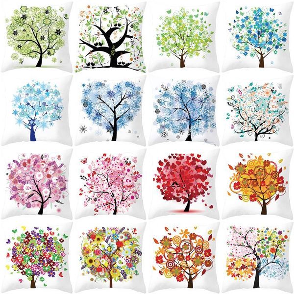 

colorful tree printing cushion cover polyester decorative pillowcase throw pillow case for sofa almohada zt33 cushion/decorative