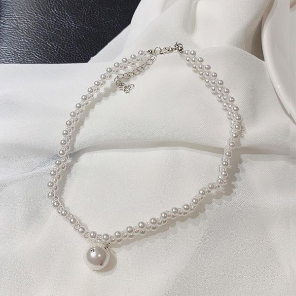 

chains pearl clavicle chain adjustable choker necklace for women korean woven jewelry accessories, Silver