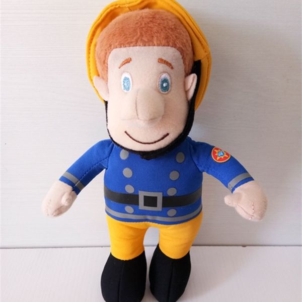 

heavy industry cartoon american firefighter boy plush toys sell well. safety helmet mascot doll