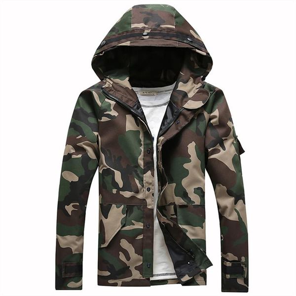 

men's jackets 2021 spring and autumn style jacket camouflage hoodie overcoat pizex coat size s-2xl, Black;brown
