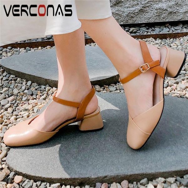 

dress shoes verconas women office thick heel shallow wild sandals square toe heels comfortable woman, Black