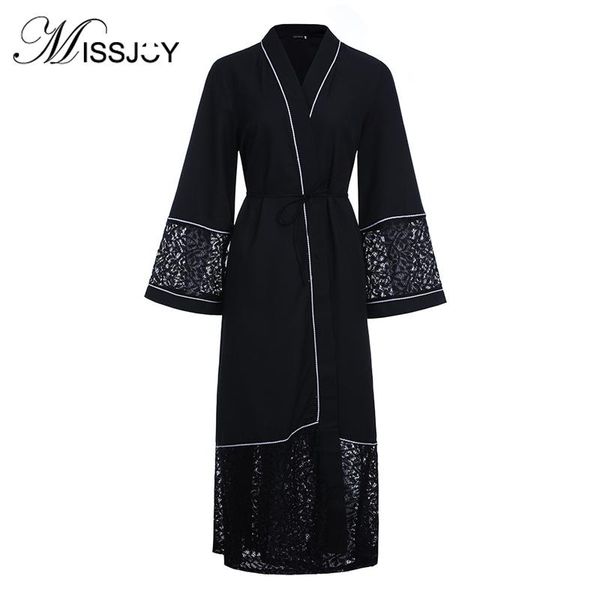 

casual dresses missjoy crochet floral lace patchwork black cardigan hui muslim islamic clothing fashion long middle eastern robes, Black;gray