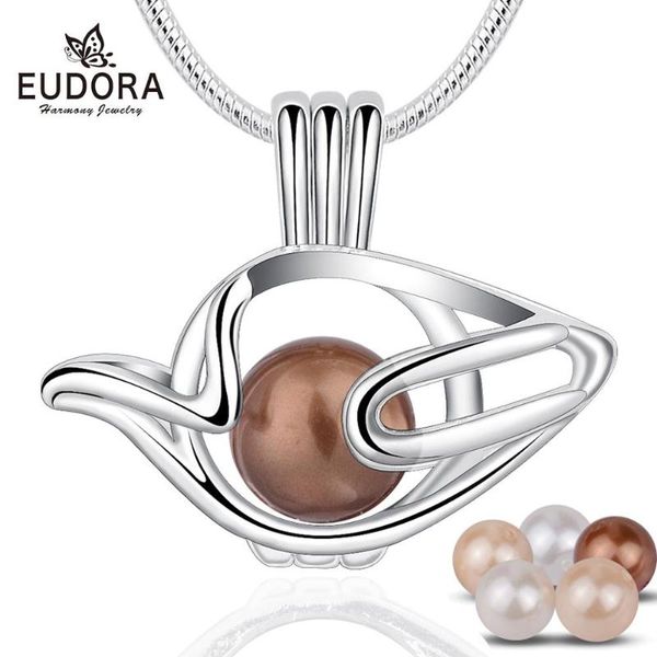 

pendant necklaces eudora unique copper cute teapot necklace 8mm pearl locket with 24 inch snake chain party gift k327, Silver