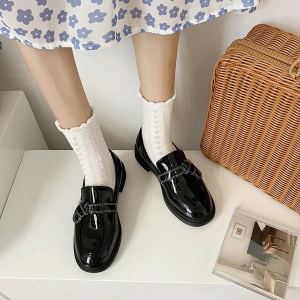 

dress shoes 2021 female women fashion mary janes round toe metal loafers oxfords casual ladies heels for, Black