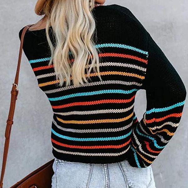 

women's sweaters fashion women t-shirts retro striped long sleeve leisure simple students all-match t shirt soft warm korean womens au, White;black