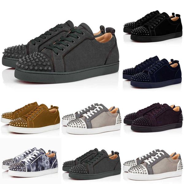 

luxury designers shoes women mens designer shooes red bottoms genuine leather bottom spikes shoe loafers trainers platform sneakers, Black