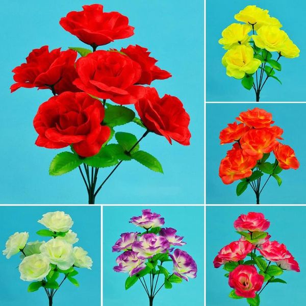 

decorative flowers & wreaths artificial silk flower rose bouquet 1pc china home garden wedding arrangement deskdecor