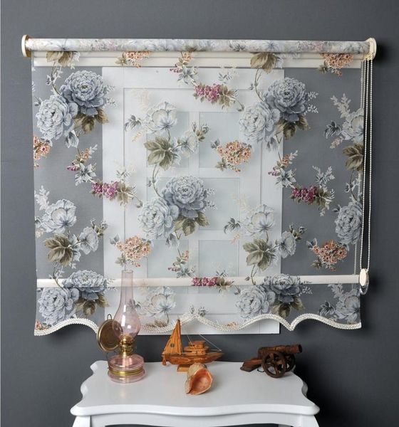 

blinds ice blue rose zebra roman roller curtain decor double layer office home living room window kitchen bedroom