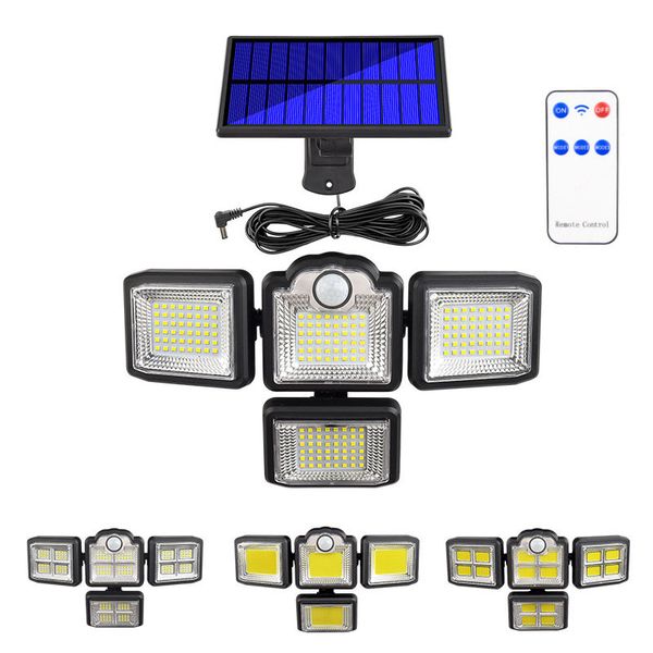 

3 modes solar lamp outdoor 3 heads adjustable waterproof wall lamp with motion sensor for garden street lighting