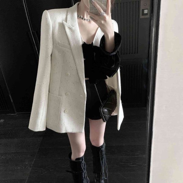 

temperament celebrity sequin bling suit women's autumn 2021 high-grade fashion versatile coat, Black;gray