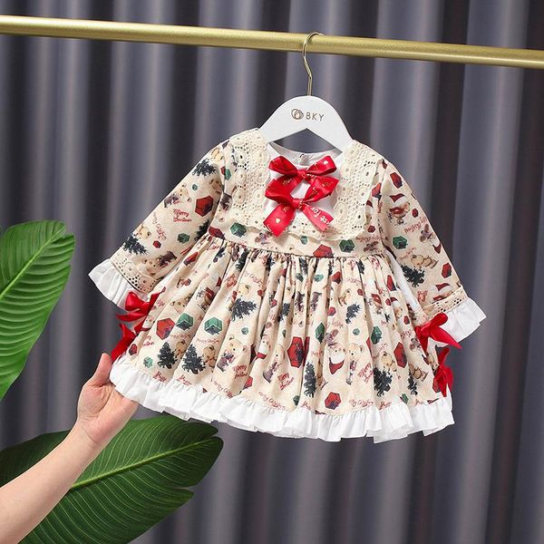 

girl's dresses spanish girls dress children vintage lolita princess ball gown infant turkey cartoon boutique fw054, Red;yellow