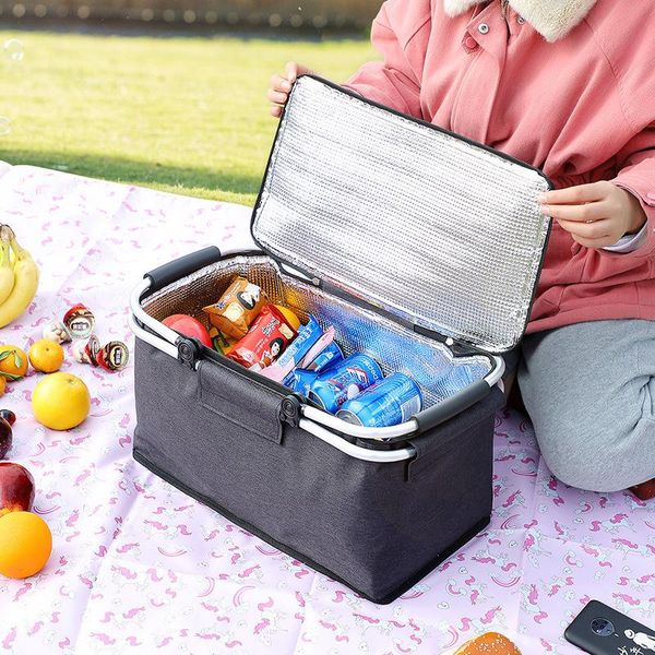 

storage bags foldable picnic bag basket outdoor large capacity insulation boxes beach drink beer waterproof box handbags