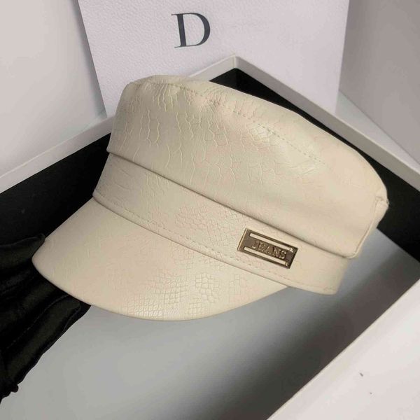 

autumn and winter new pu navy cap usa fashion snake skin flat cap, Black;white