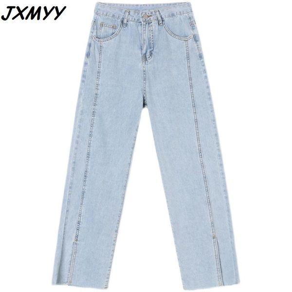 

women's jeans 2021 summer thin fashion product straight-leg pants casual loose and wide-leg cropped jxmyy, Blue