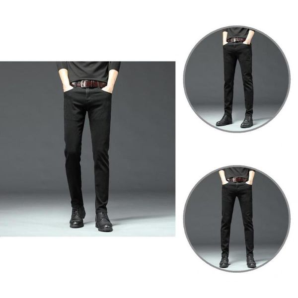 

men's jeans classic mid-waist straight pencil breathable ankle-length, Blue