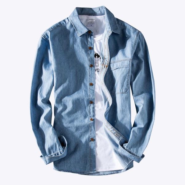 

men's casual shirts 100% cotton men denim long sleeve shirt spring and autumn all-match thin jean jacket male business fashion brand to, White;black