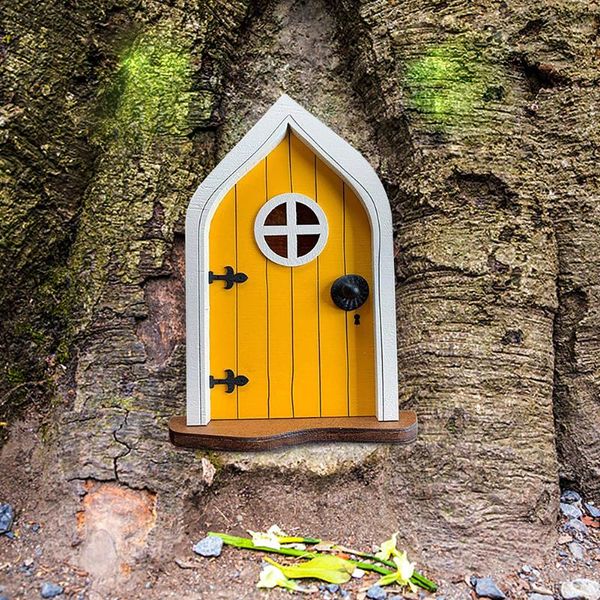 

garden decorations fairy gate yard sculpture courtyard wooden miniature dwarf window door for tree gnome art statues decoration