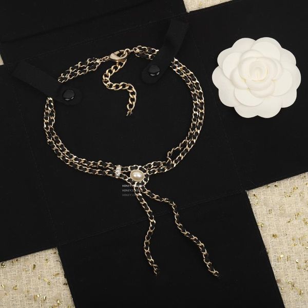 

chains bijoux france designer luxury jewelry black sheepskin crystal pearl necklace women original brand fine gift trend, Silver