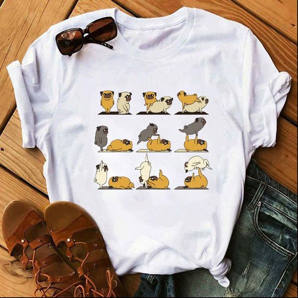 

cartoon dog funny graphic women t shirts tee fashion cute short sleeve o neck clothes femme, White