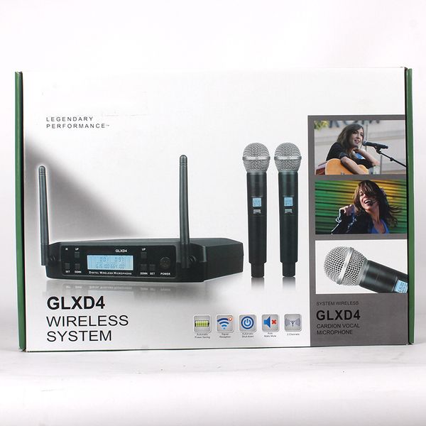 

2021 glxd4 dynamic vocal wireless microphone with on and off switch karaoke handheld mic for stage home use