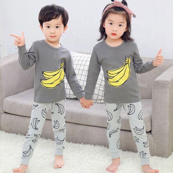 

pajamas baby girls pajama sets boy banana pyjamas kids home clothes nightwear children's clothing sleepwear for girl 4 6 8 10 12years, Blue;red