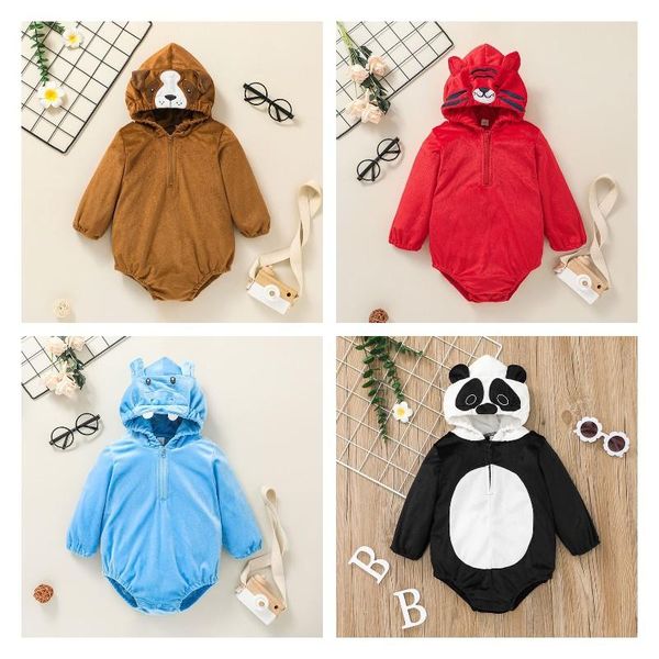 

rompers infant baby girls boys casual long sleeve romper cartoon animal embroidery hooded triangle jumpsuits spring autumn, Blue
