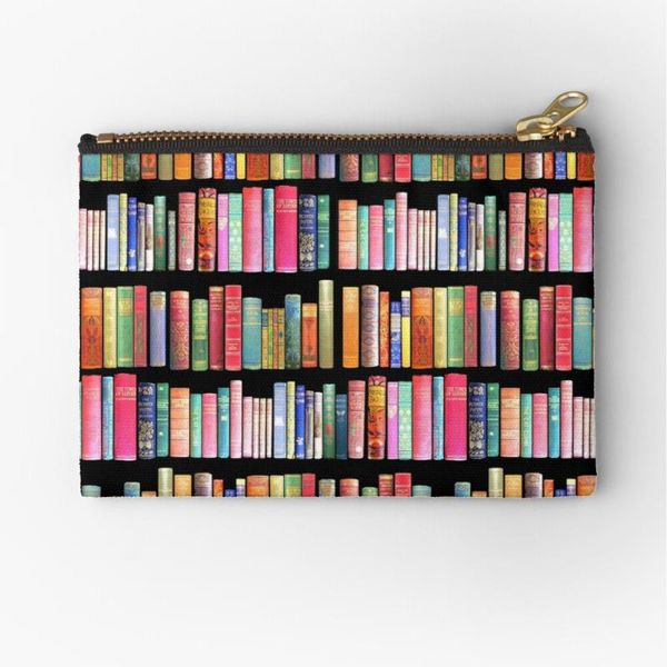 

cosmetic bags & cases women bookworms library printed fashion cosmetics organizer bag for travel colorful storage lady small gift