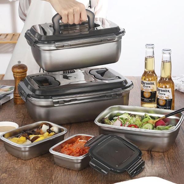 

korean lunch box induction cooker heating kitchen accessories 304 stainless steel dinnerware sets