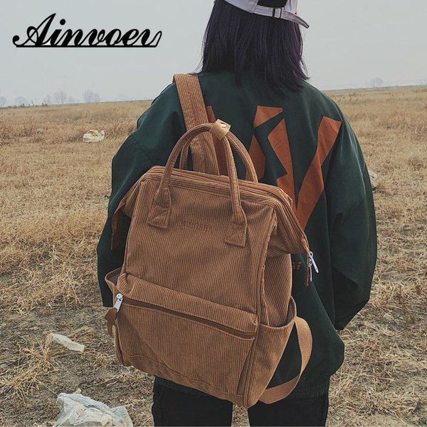 

backpack ainvoev corduroy backpacks women school bags for teenager girls mochila larger capacity casual travel female rucksack