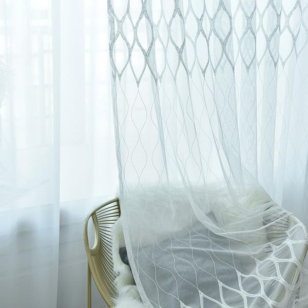 

curtain & drapes simple geometric white screen window embroidery custom for living room bedroom