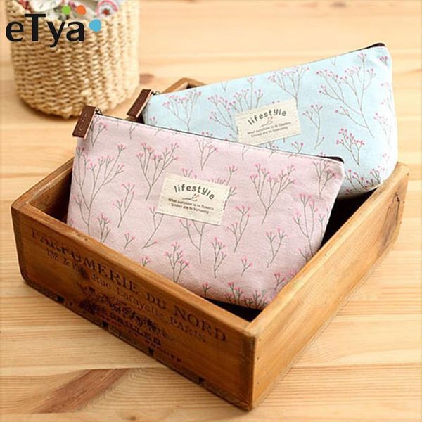 

etya portable flowers travel cosmetic bag pencil makeup case pouch women toiletry wash organizer female samll coin bags